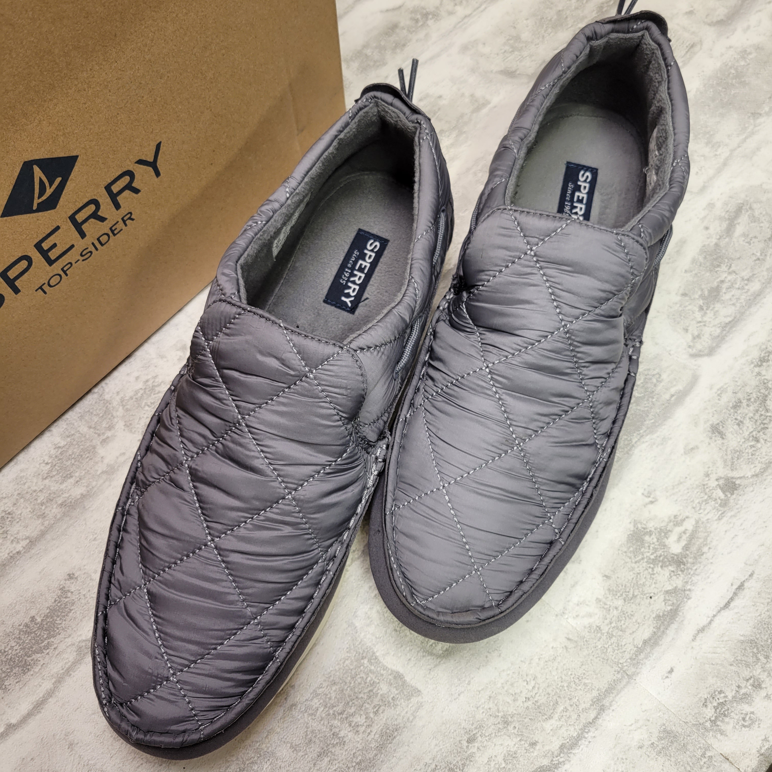 Sperry Men's Moc-Sider - Moccasin Microfleece Linings, 12M, Grey (7763793215726)